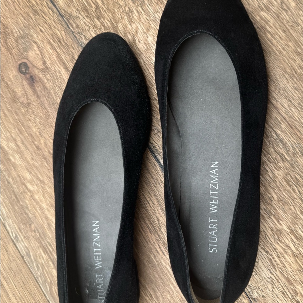 Stuart Weitzman Black Suede Ballet Flats